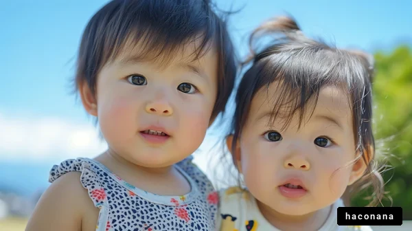 笑顔の双子の子どもたち