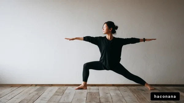 ヨガのポーズを決める女性