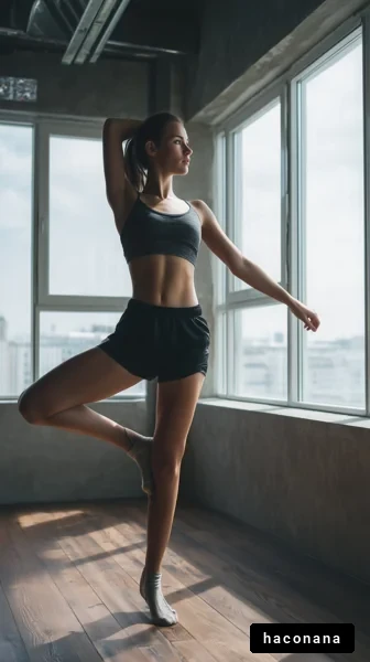 フィットネスでポーズを決める