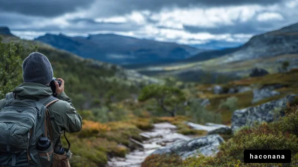 自然の中での撮影者