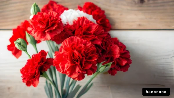赤いカーネーションの花束