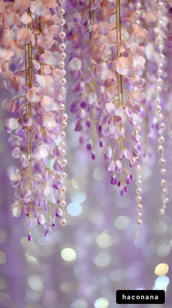 紫色の花とパールの装飾