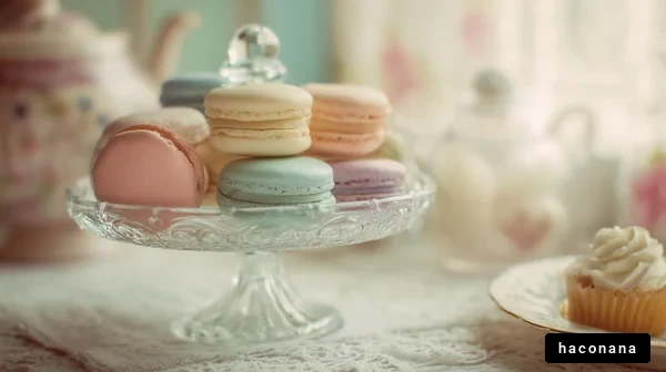 カラフルなマカロンとカップケーキ
