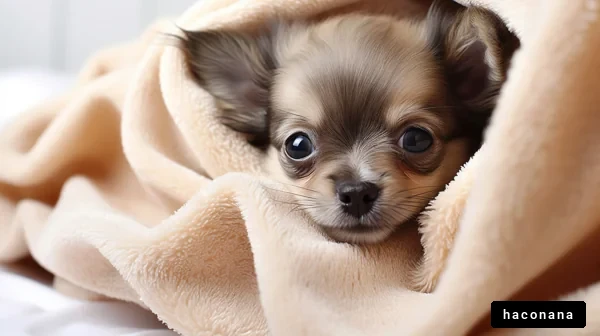 毛布に包まれた犬