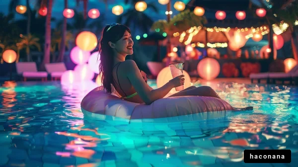 夜のプールでのひととき