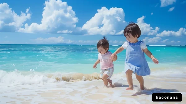 海辺で遊ぶ子供たち