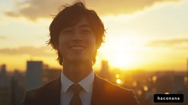夕日に映えるビジネスマン