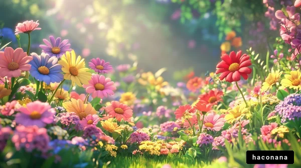 色とりどりの花々の風景