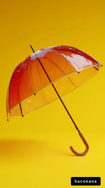 透明な傘と黄色の背景