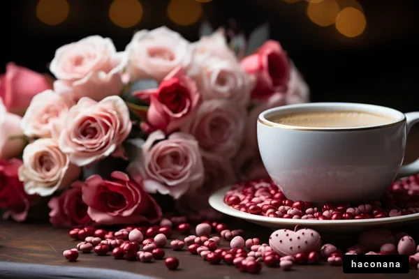 バラとコーヒーのアレンジ