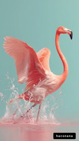 鮮やかなフラミンゴの姿