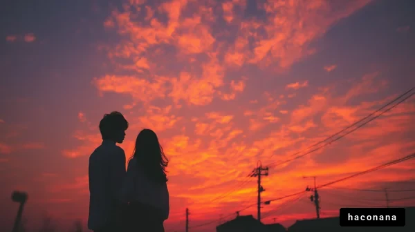 夕焼けの中の恋人たち