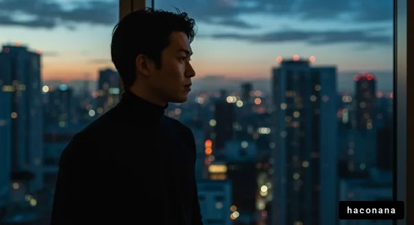 夜景を見つめる人物