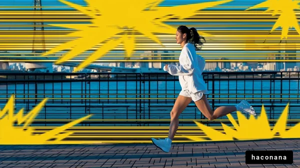 都市で走る女性の姿