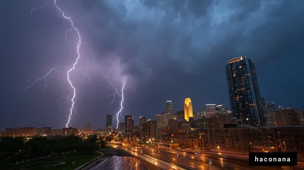 雷雨の都市風景