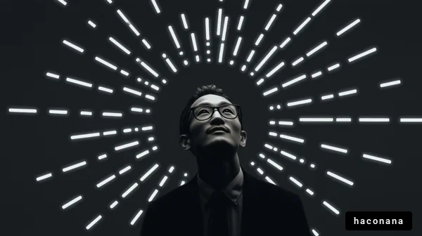 未来を見つめるビジネスマン