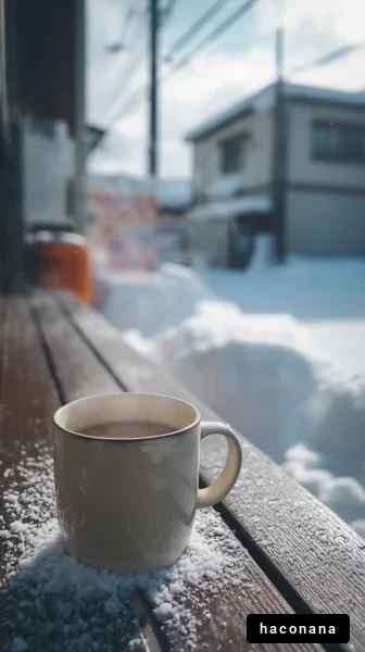 雪の中の温かい飲み物