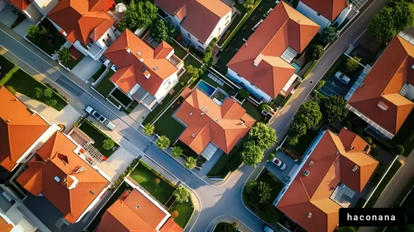 住宅街の上空からの景色
