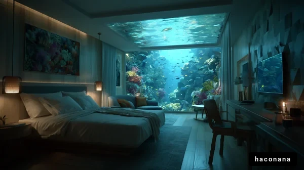 海中の寝室でくつろぎ