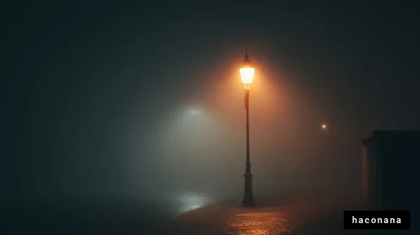 霧の中の街灯の風景