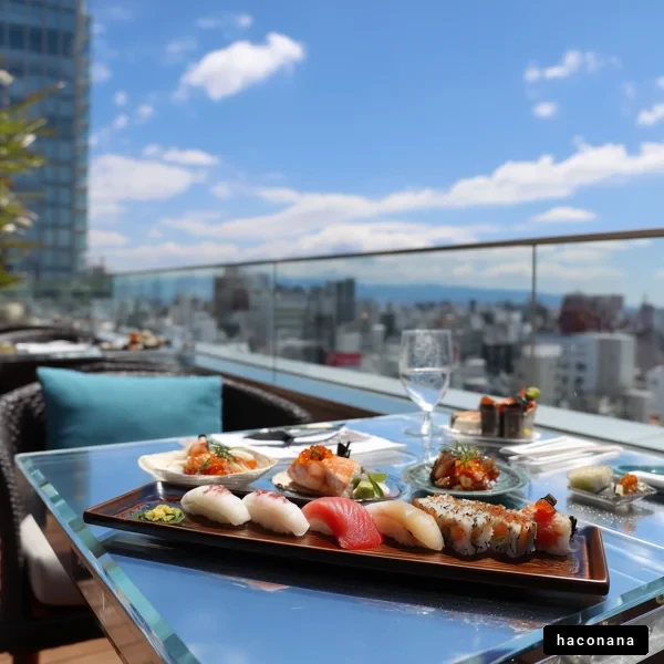 高層ビルの寿司ランチ
