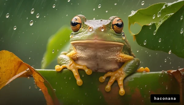 雨の中のカエル