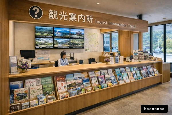 観光案内所の受付風景