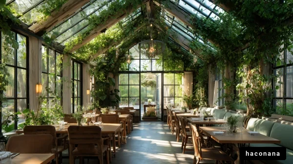 緑に包まれたレストラン