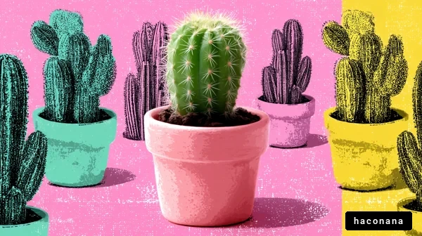 カラフルなサボテンのアート