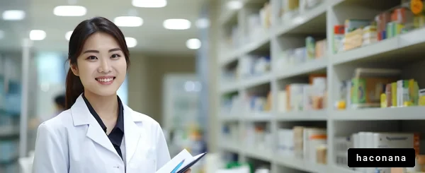 薬局で微笑む女性