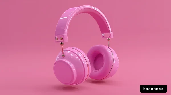 ピンクのヘッドフォン
