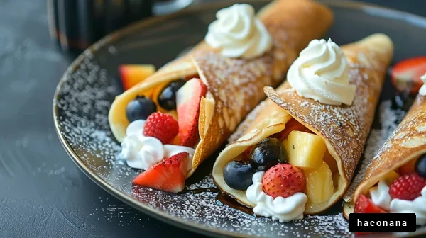 フルーツクレープの盛り付け