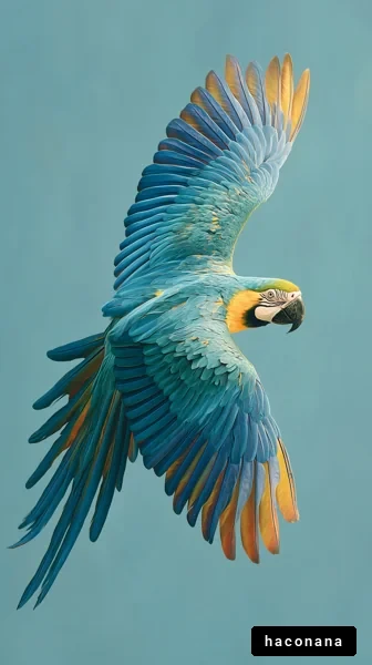 鮮やかなオウムの飛翔