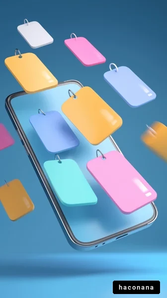 スマートフォンとタグのイメージ