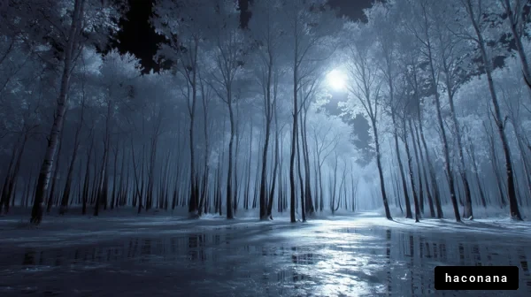 幻想的な冬の森の風景