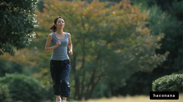 公園でジョギングする女性