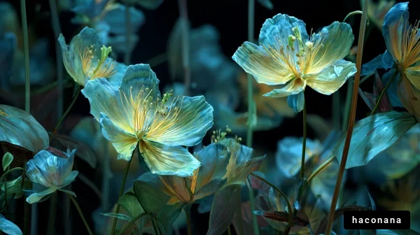 幻想的な青い花々