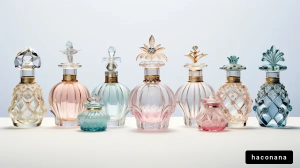 多彩な香水ボトルの展示