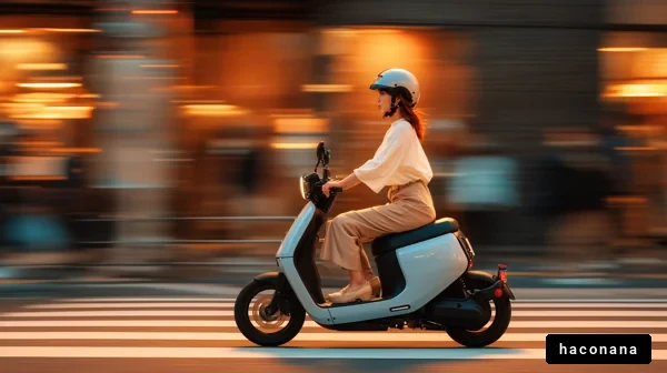 夕暮れのスクーターライダー