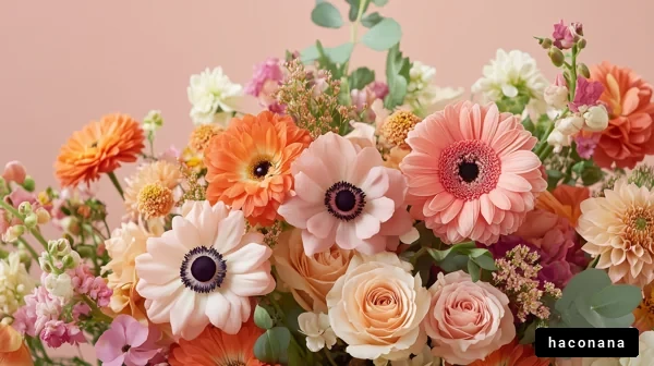 カラフルな花束のアレンジ