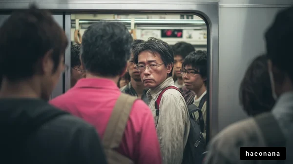 通勤電車の混雑風景