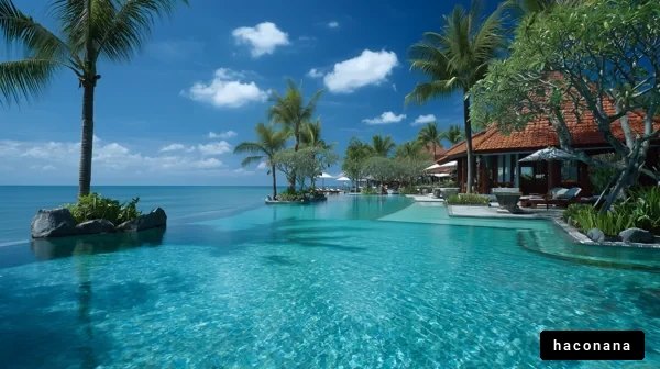 青い海とリゾートの風景