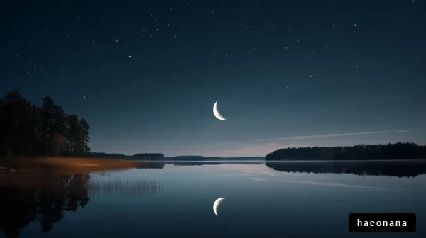 静寂な湖と月明かり