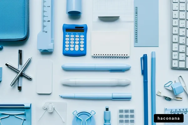 青色の文房具と作業環境