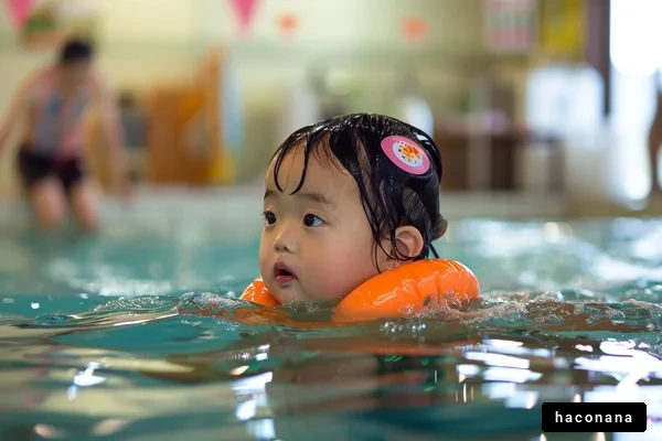 プールで遊ぶ幼児の姿