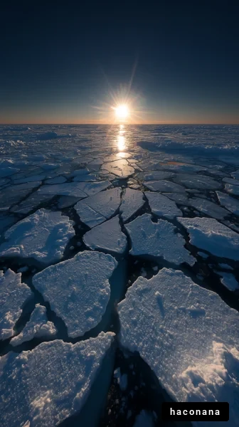氷上の夕日と風景
