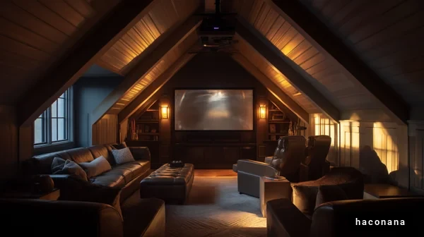 落ち着いた屋根裏のリビング