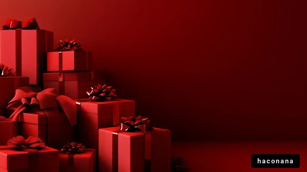 赤いプレゼントの山