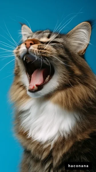 あくびする猫のアップ写真