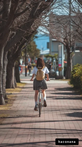 自転車を漕ぐ少女